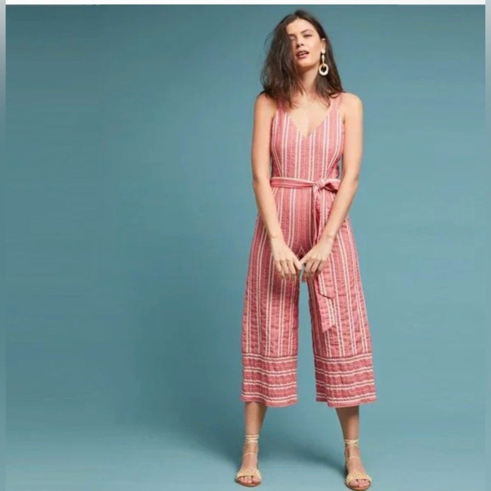 Ettitwa Anthropologie red stripe Robin jumpsuit